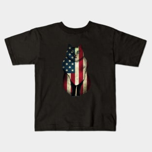 American Flag Cat Kids T-Shirt